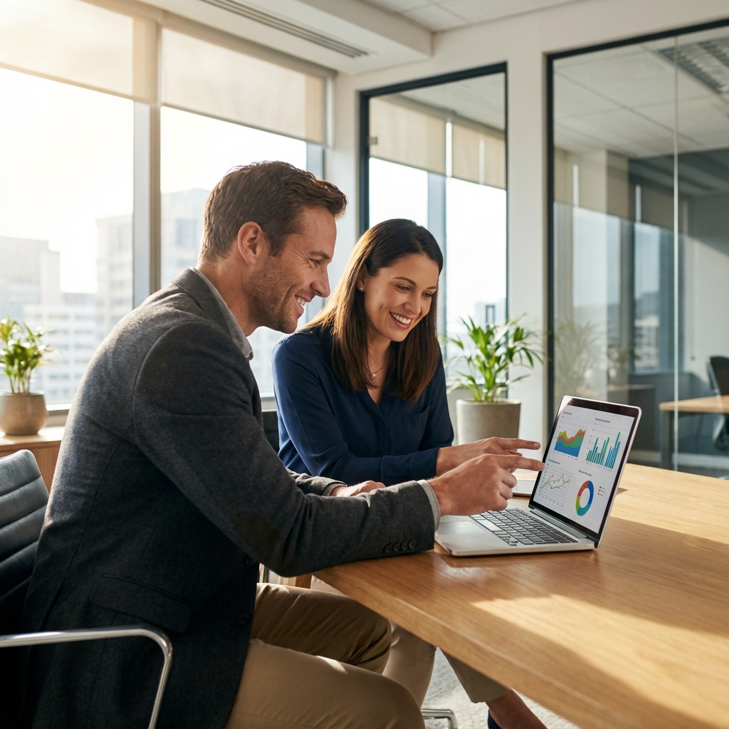 Ejecutivos analizando datos